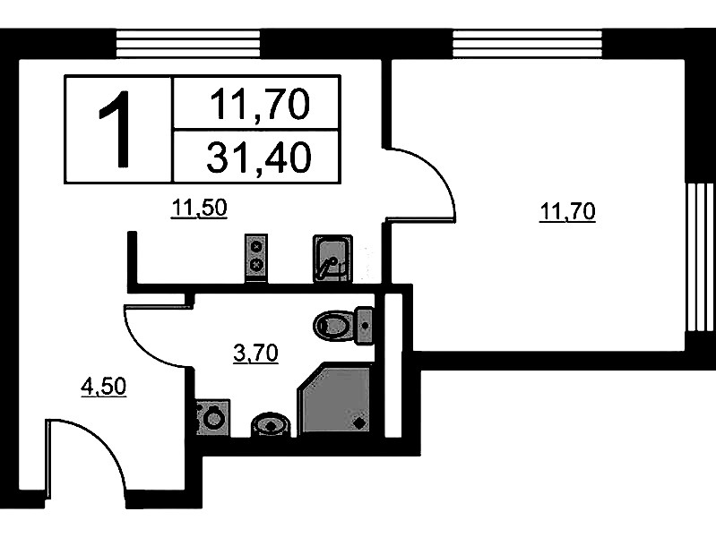1-комнатная квартира 31.4 м², 13/16 эт., ЖК «Avenue Apart Pulkovo»
